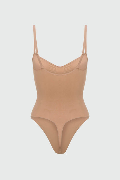Nova Sculpt Seamless Strong Compression Thong Bodysuit - Nude