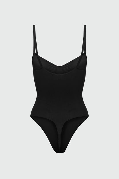 Nova Sculpt Seamless Strong Compression Thong Bodysuit - Black