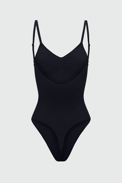 Nova Sculpt Seamless Strong Compression Low Back Thong Bodysuit - Black