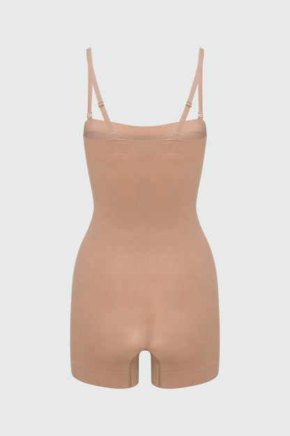 Nova Sculpt Seamless Strong Compression Strapless Shortie Bodysuit - Nude