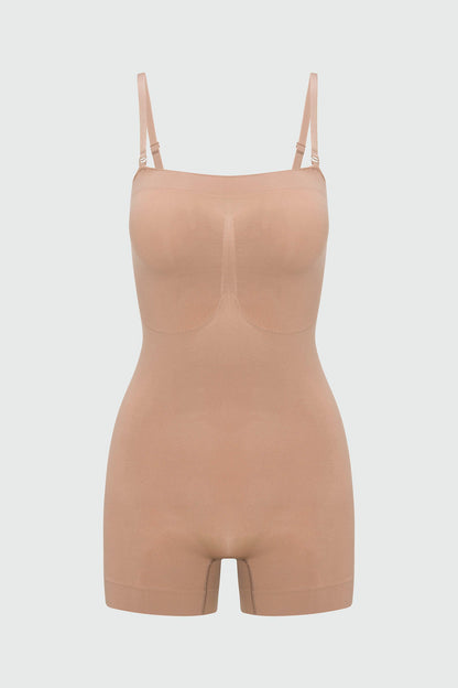 Nova Sculpt Seamless Strong Compression Strapless Shortie Bodysuit - Nude