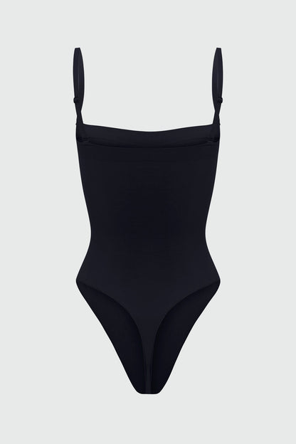 Nova Sculpt Seamless Strong Compression Strapless Thong Bodysuit - Black