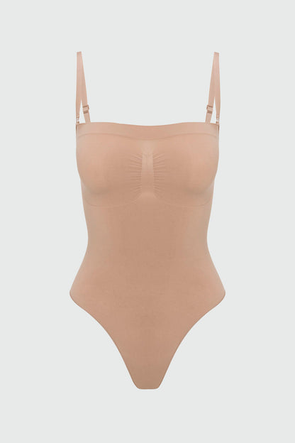 Nova Sculpt Seamless Strong Compression Strapless Thong Bodysuit - Nude
