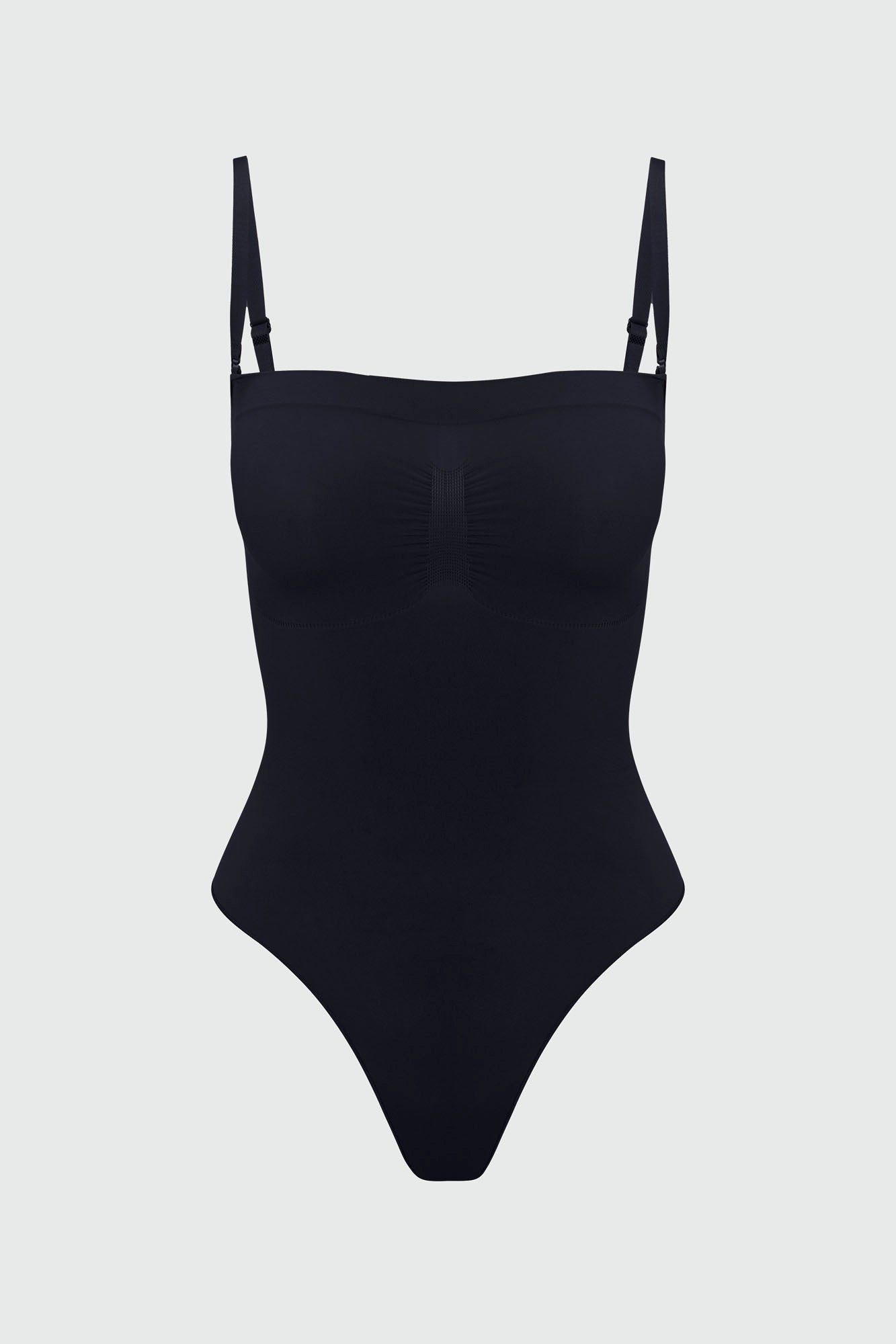 Nova Sculpt Seamless Strong Compression Strapless Thong Bodysuit - Black