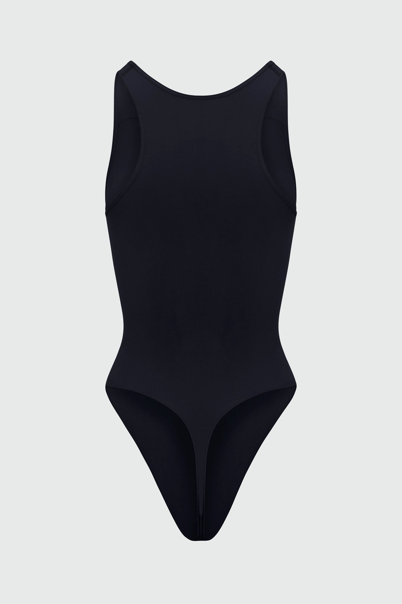 Nova Sculpt Seamless Strong Compression Scoop Neck Thong Bodysuit - Black