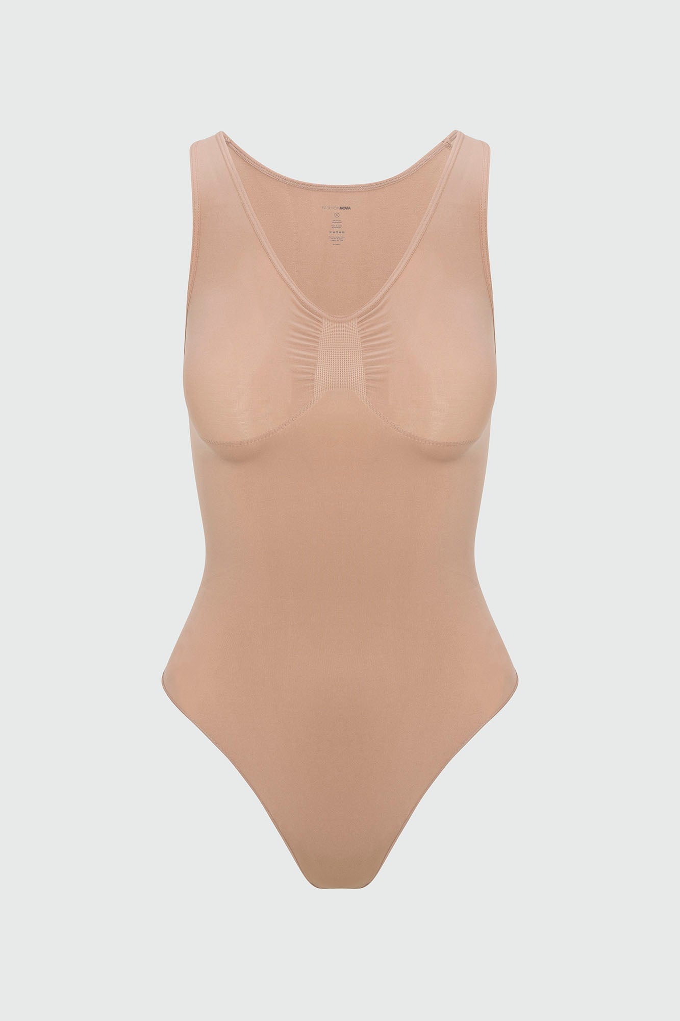 Nova Sculpt Seamless Strong Compression Scoop Neck Thong Bodysuit - Nude
