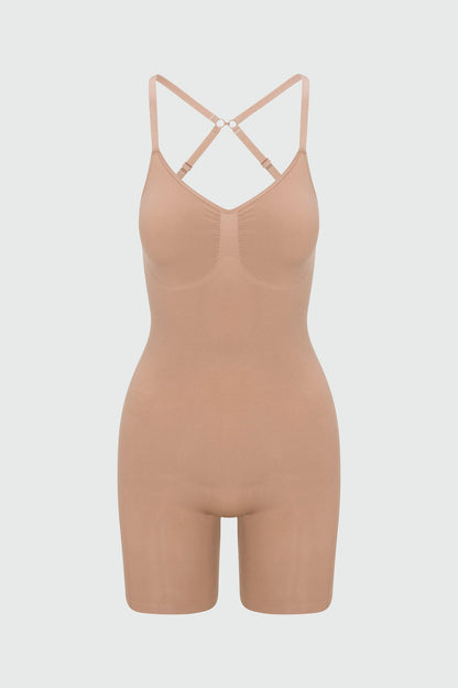 Nova Sculpt Seamless Strong Compression Low Back Thigh Shaping Bodysuit - Nude