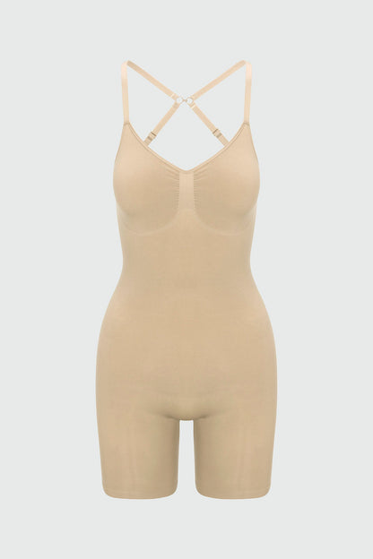 Nova Sculpt Seamless Strong Compression Low Back Thigh Shaping Bodysuit - Sand