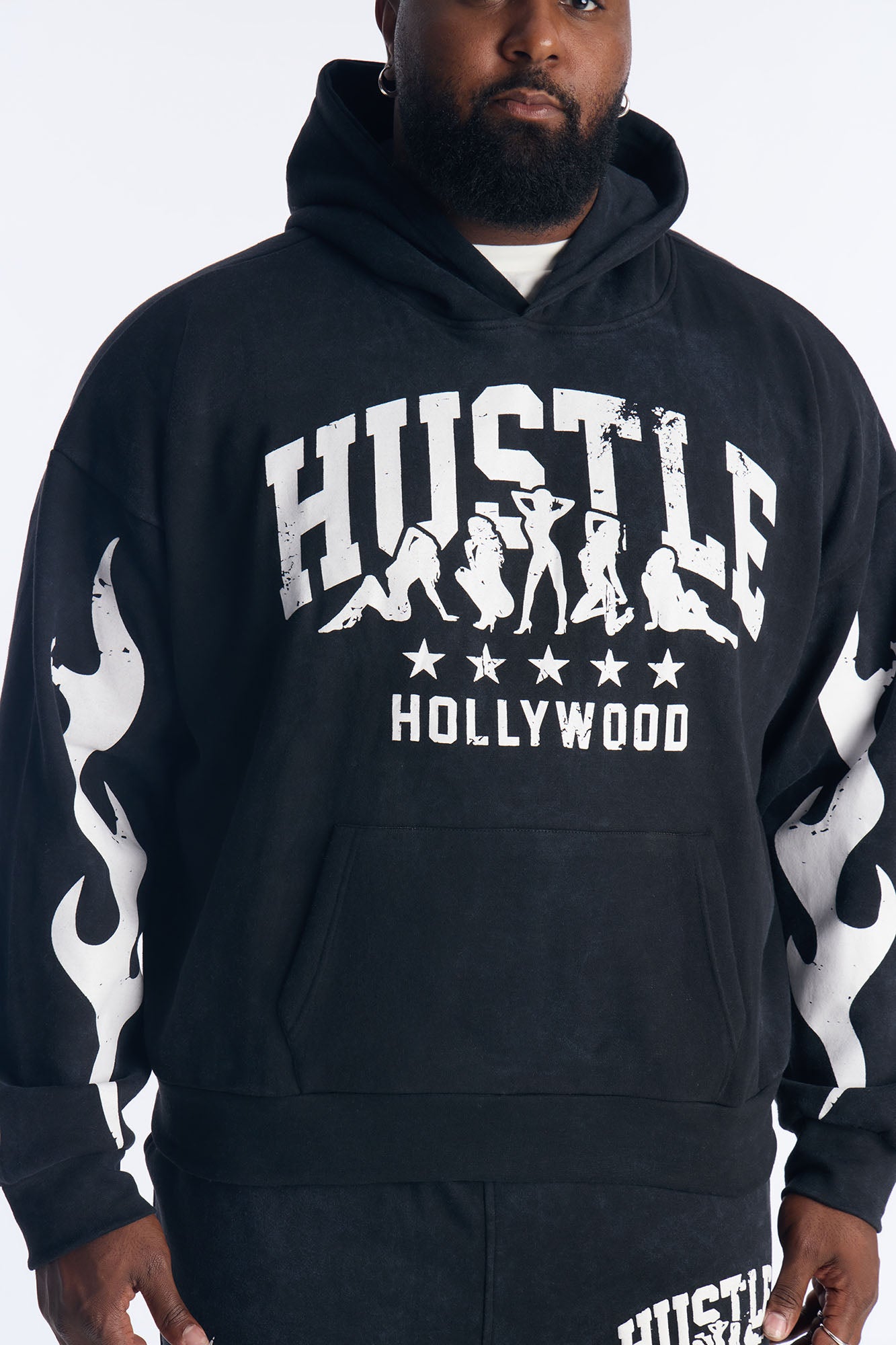 Hustle Hollywood Oversized Hoodie - Black