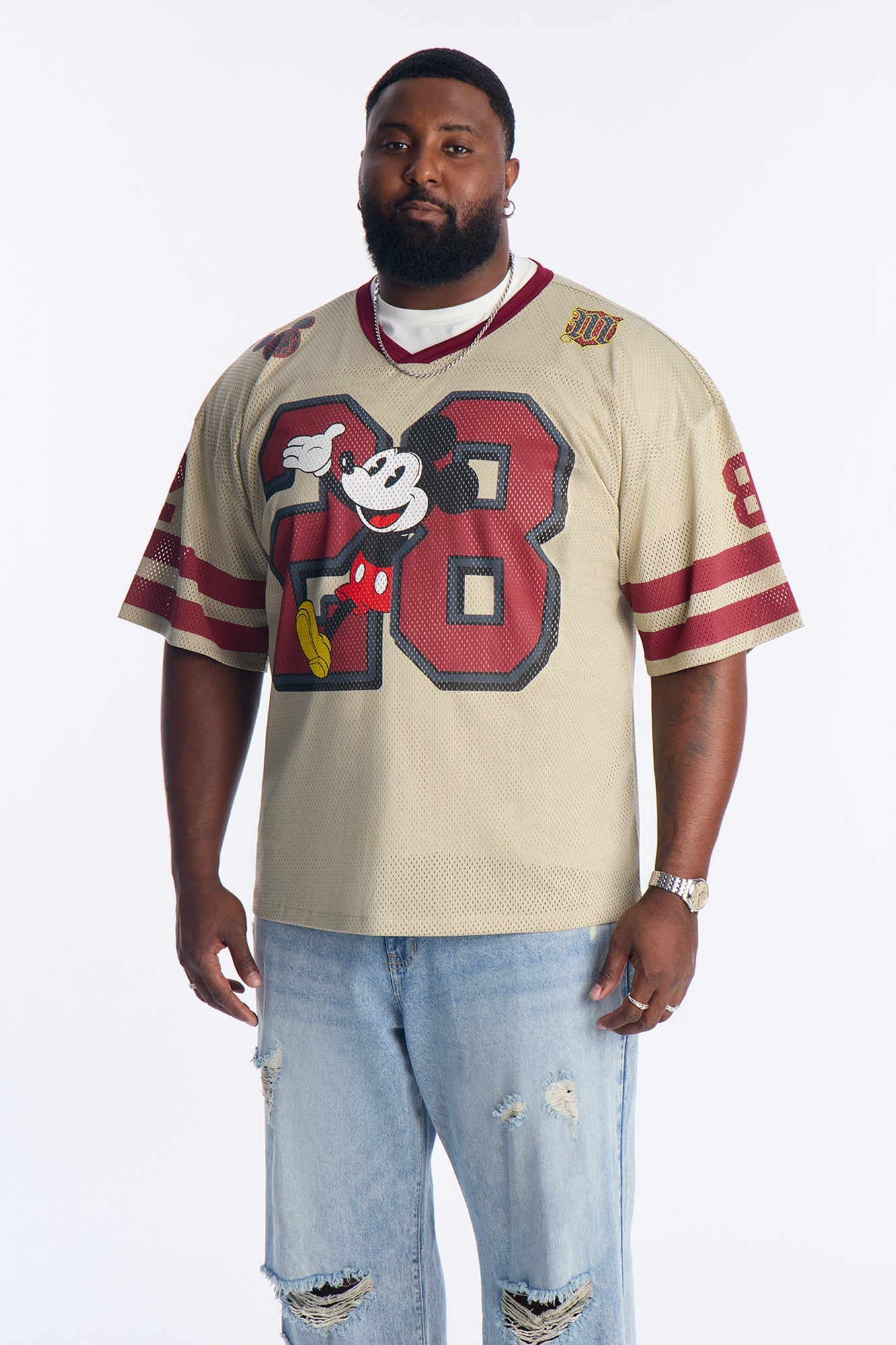 Disney Mickey 28 Football Jersey - Cream