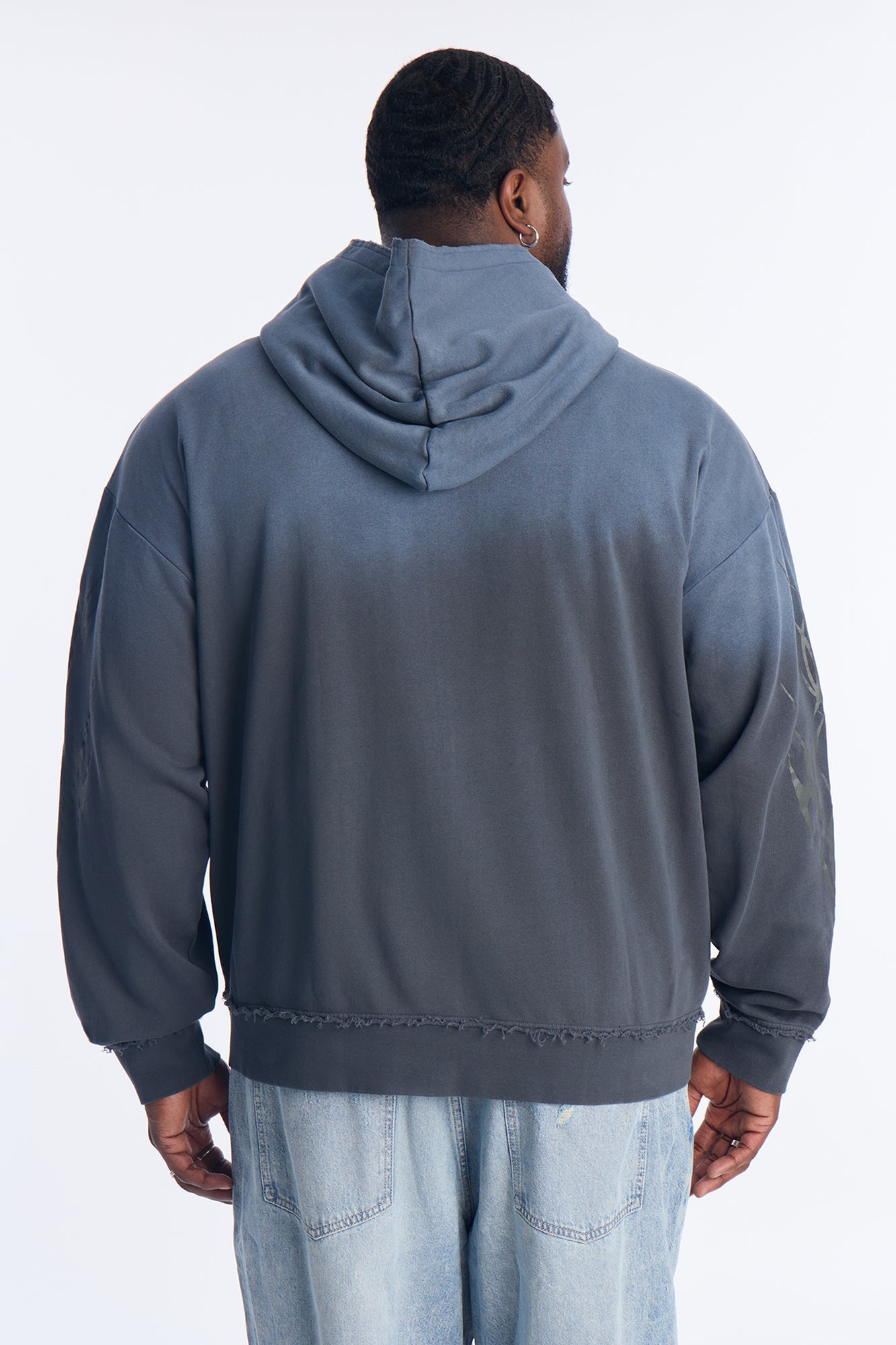 Fearless Washed Zip Up Hoodie - Charcoal