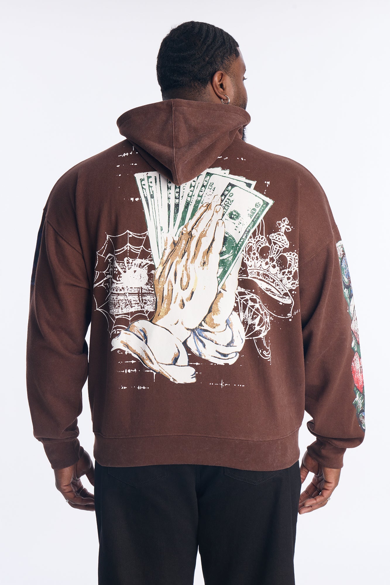 Stay Blessed Oversized Hoodie - Brown