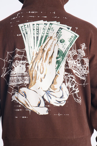 Stay Blessed Oversized Hoodie - Brown