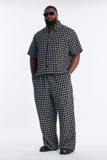 Relaxed Tweed Theory Button Up Shirt - Black