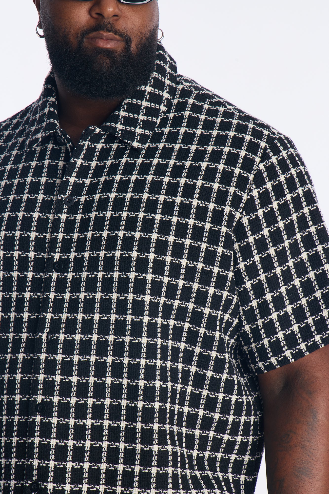 Relaxed Tweed Theory Button Up Shirt - Black