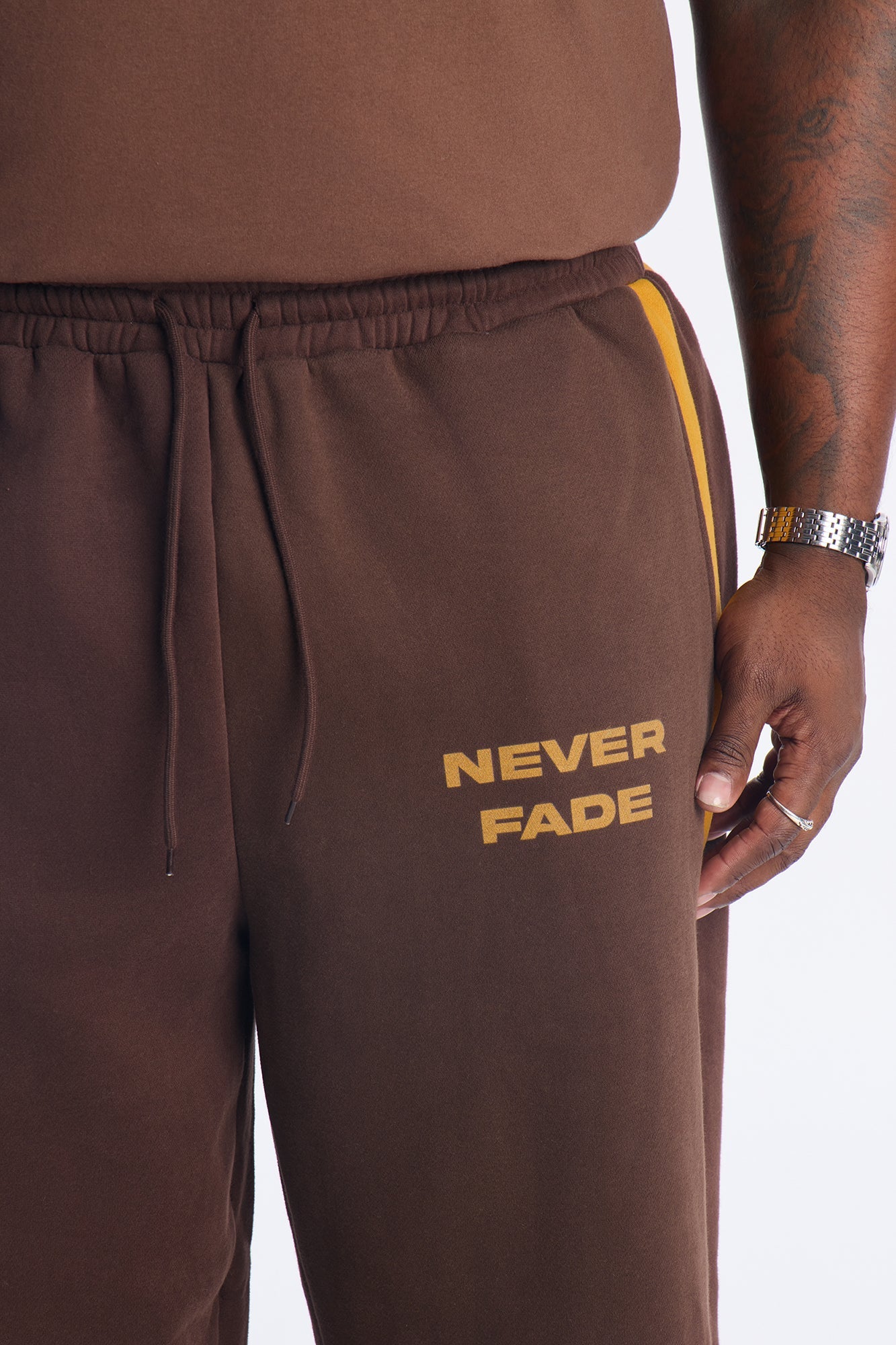 Never Fade Color Block Wide Leg Sweatpants - Brown