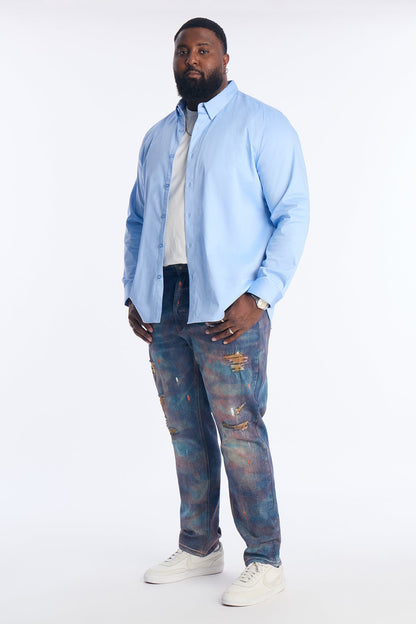 Slim Street Artist Rip And Repair Jean - Blue Wash