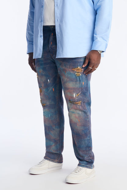 Slim Street Artist Rip And Repair Jean - Blue Wash