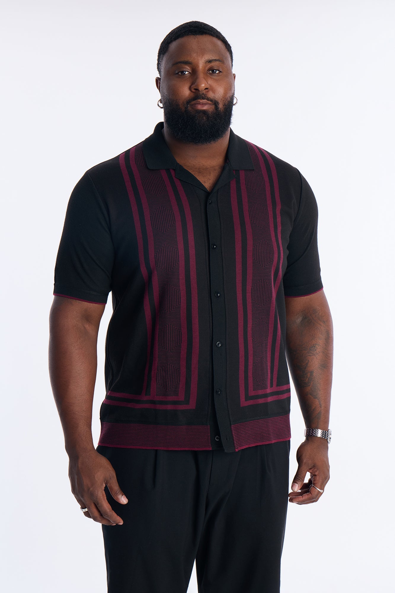 Casa Stripe Button Up - Black/combo