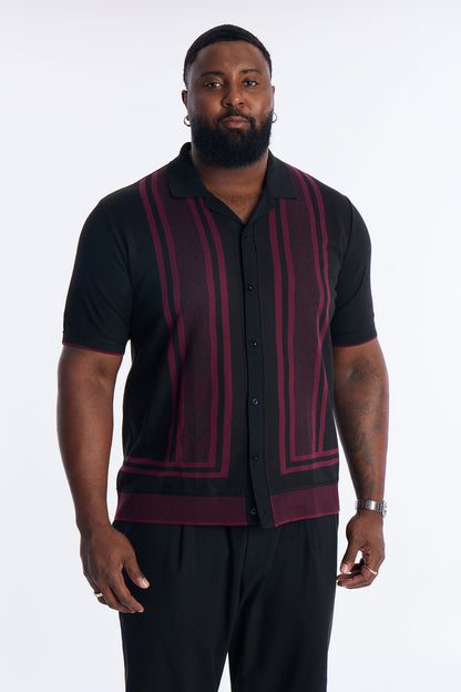 Casa Stripe Button Up - Black/combo