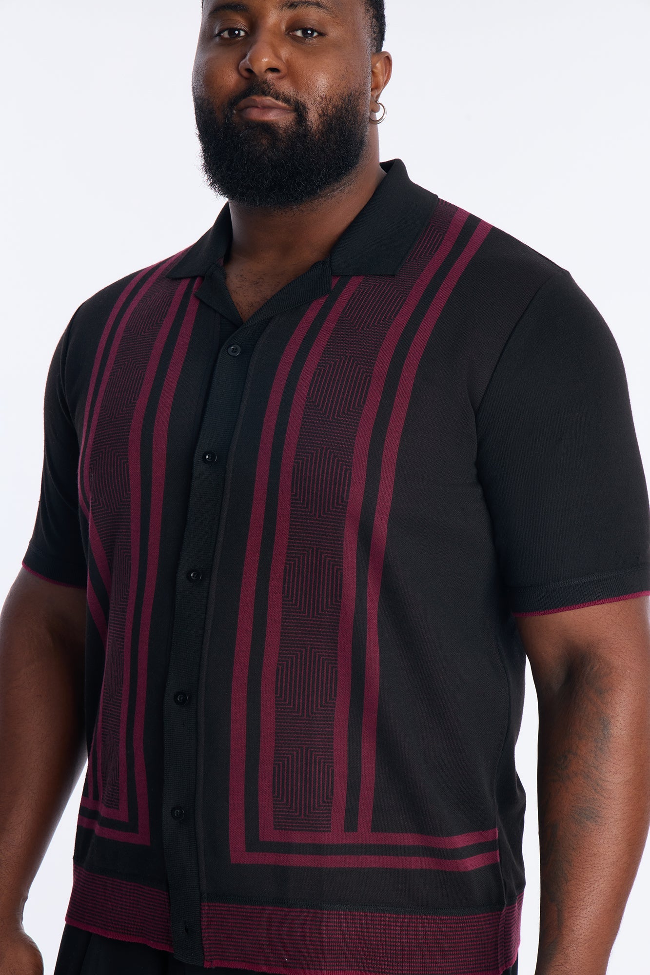 Casa Stripe Button Up - Black/combo