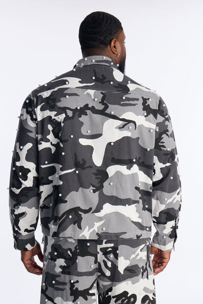 Pearl Wildin Camo Button Up Shirt - Black