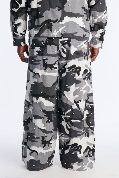 Pearl Wildin Camo Cargo Baggy Pants - Black