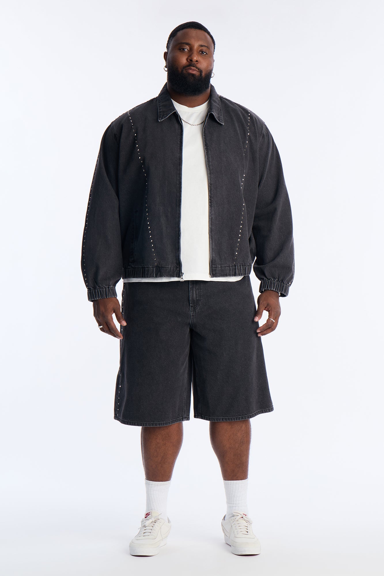 Lined Up Jewels Denim Jacket - Black Wash