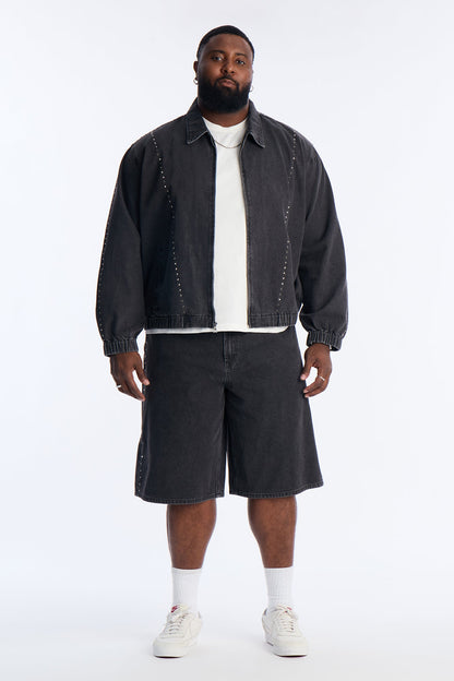 Lined Up Jewels Denim Jacket - Black Wash