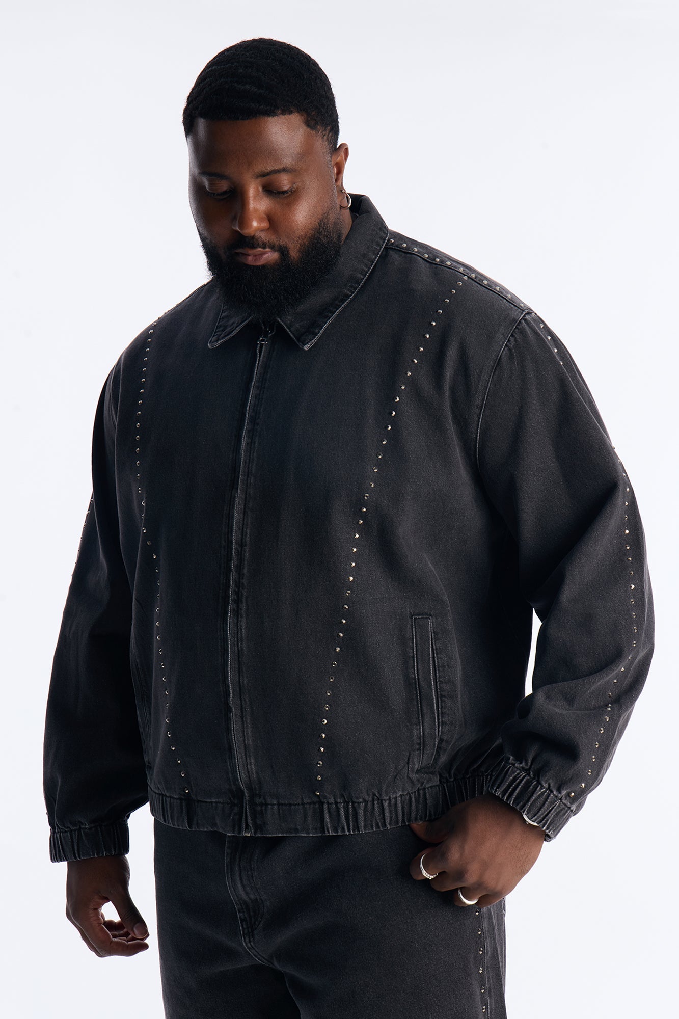 Lined Up Jewels Denim Jacket - Black Wash