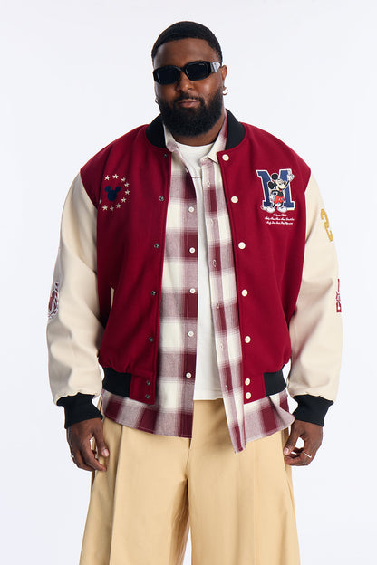 Disney Mickey Mickey Varsity Jacket - Burgundy