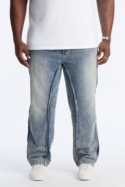Straight Seams Down Jean - Medium Blue Wash