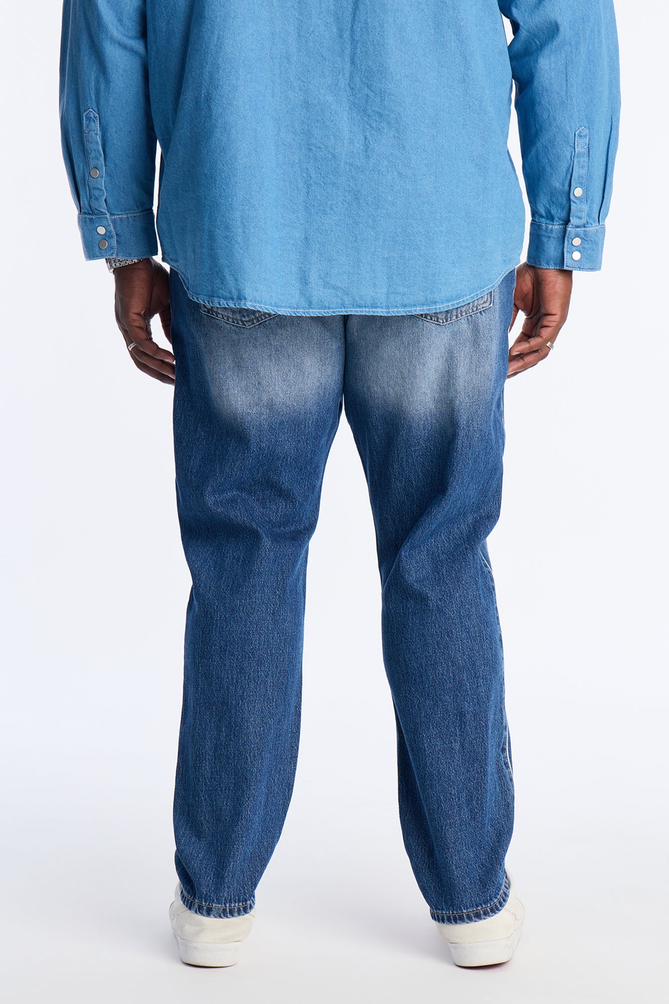 Slim Pipe Down Jean - Medium Blue Wash