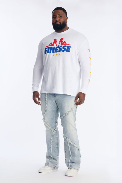 Finesse Star Long Sleeve Tee - White