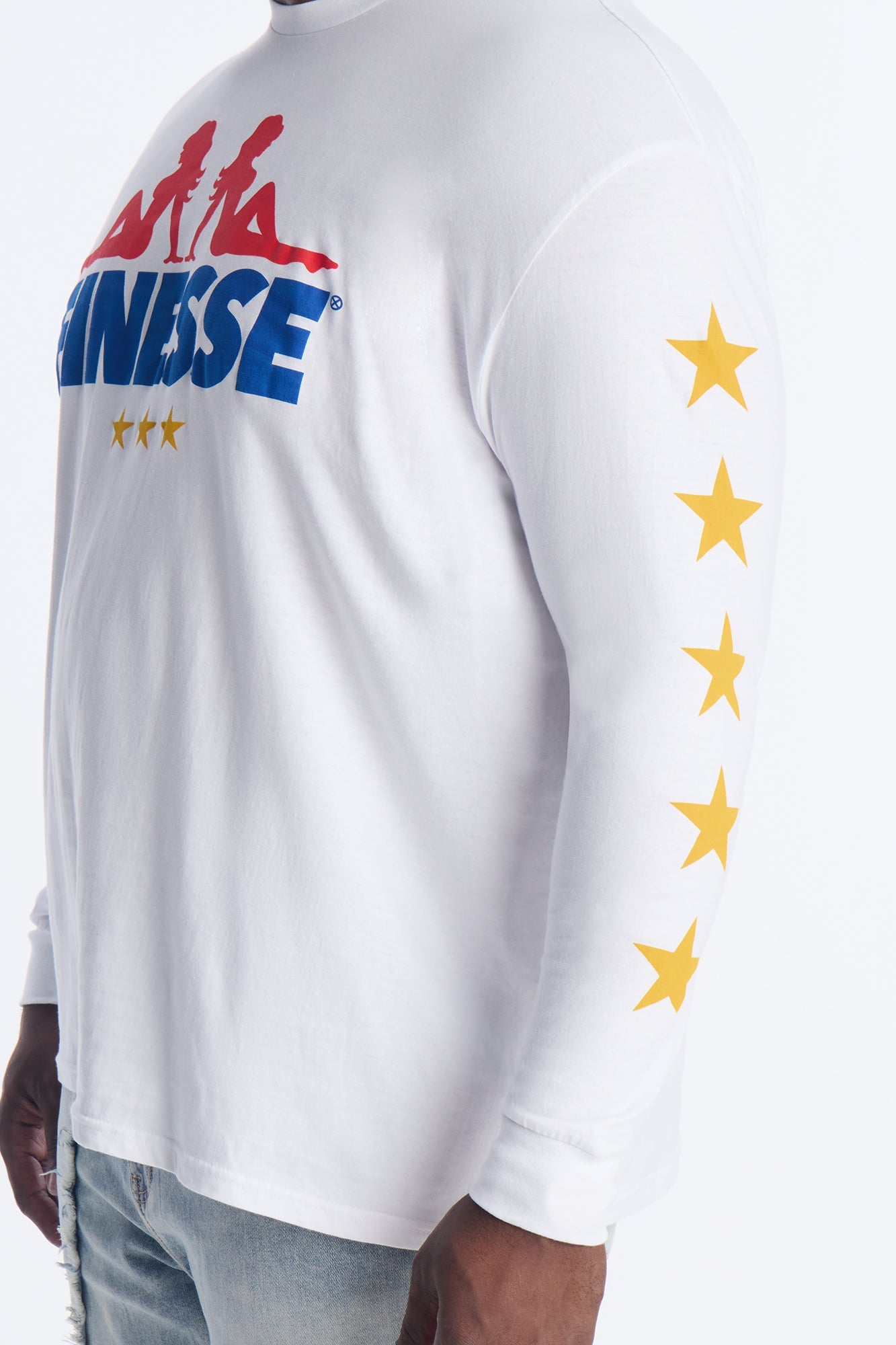 Finesse Star Long Sleeve Tee - White