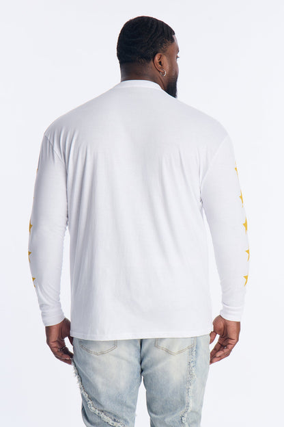 Finesse Star Long Sleeve Tee - White