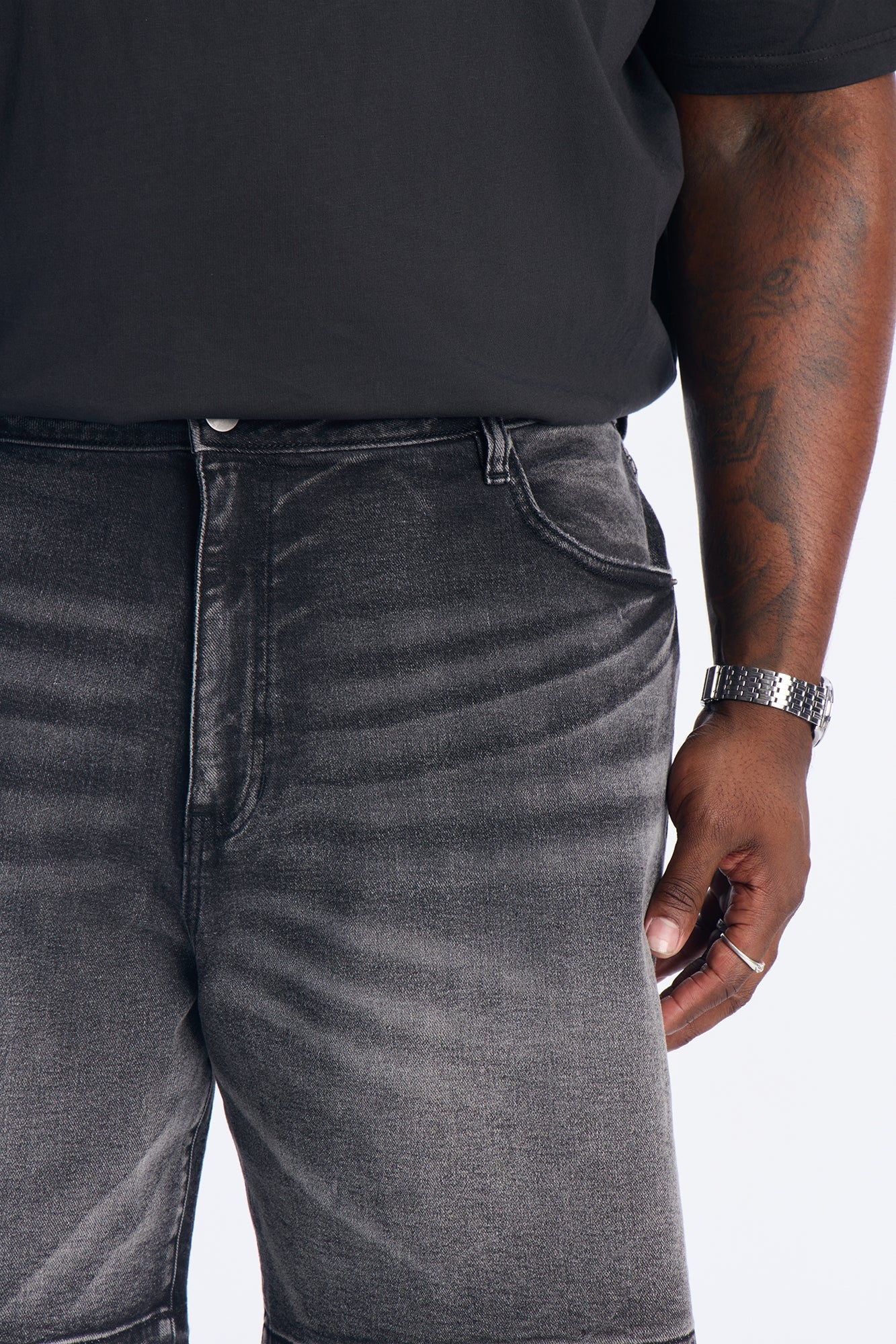 Run Around Relaxed Denim Shorts - Black Wash
