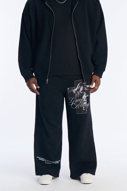 Grace Always Wide Leg Sweatpants - Black