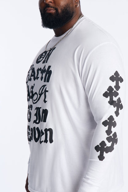 On Earth As It Is In Heaven Long Sleeve Tee - White