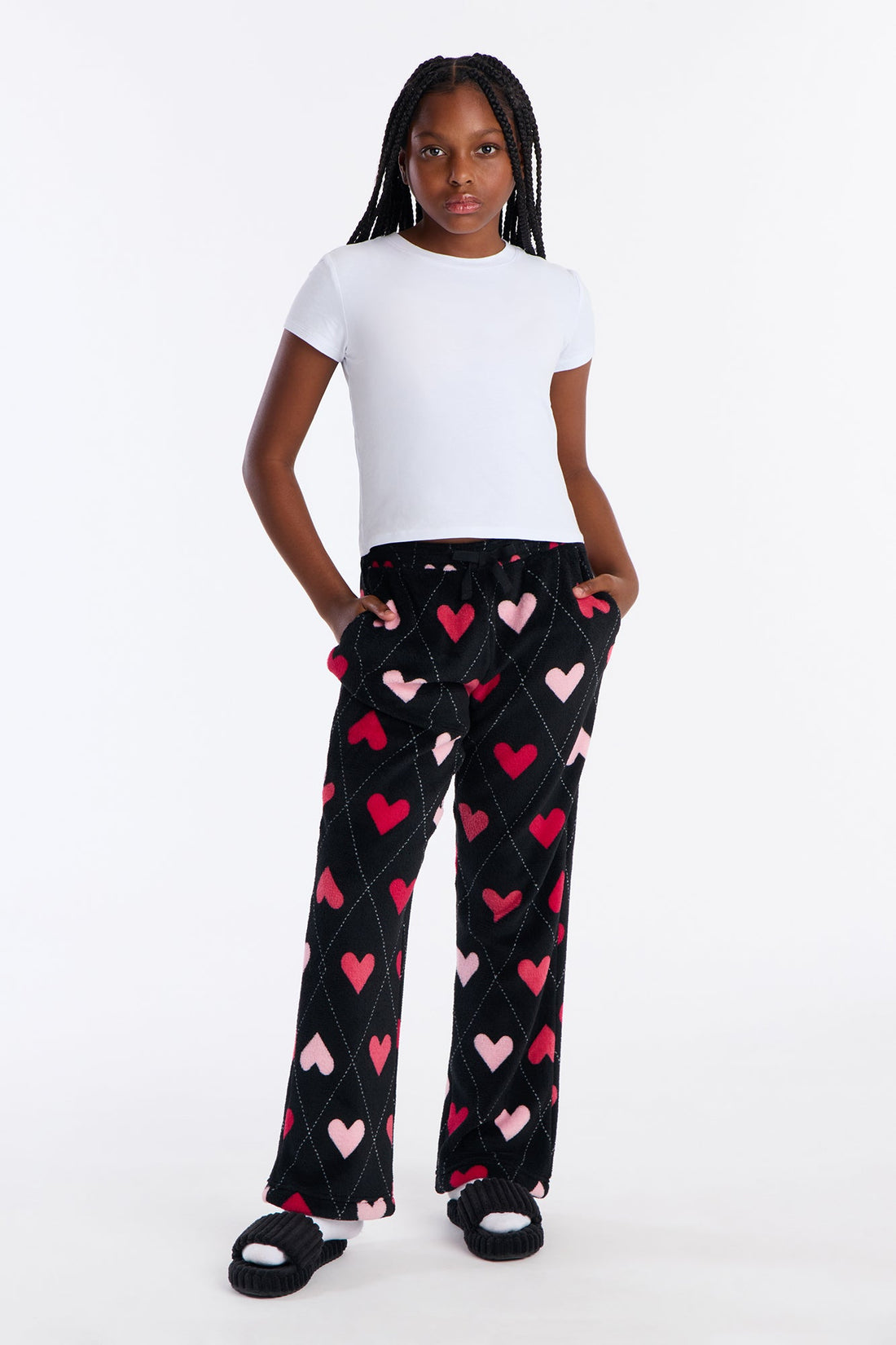 Mini Love Story Plush Pants - Black/Pink