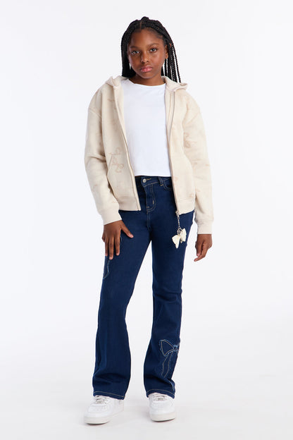 Mini Super Sweet Front/Back Zip Hoodie - Beige