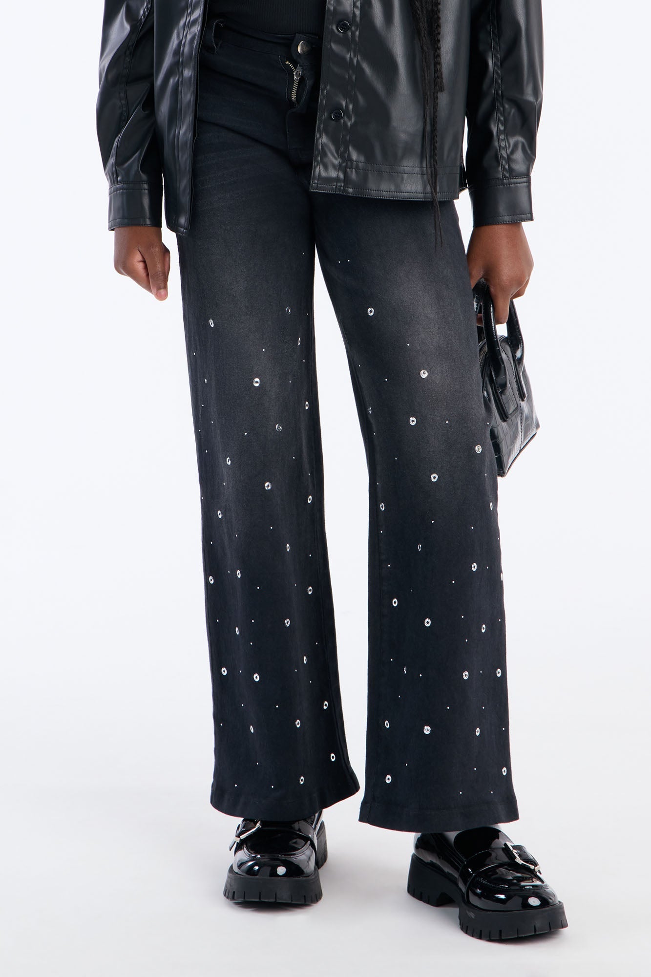Mini Did It For Myself Grommet Jeans - Black