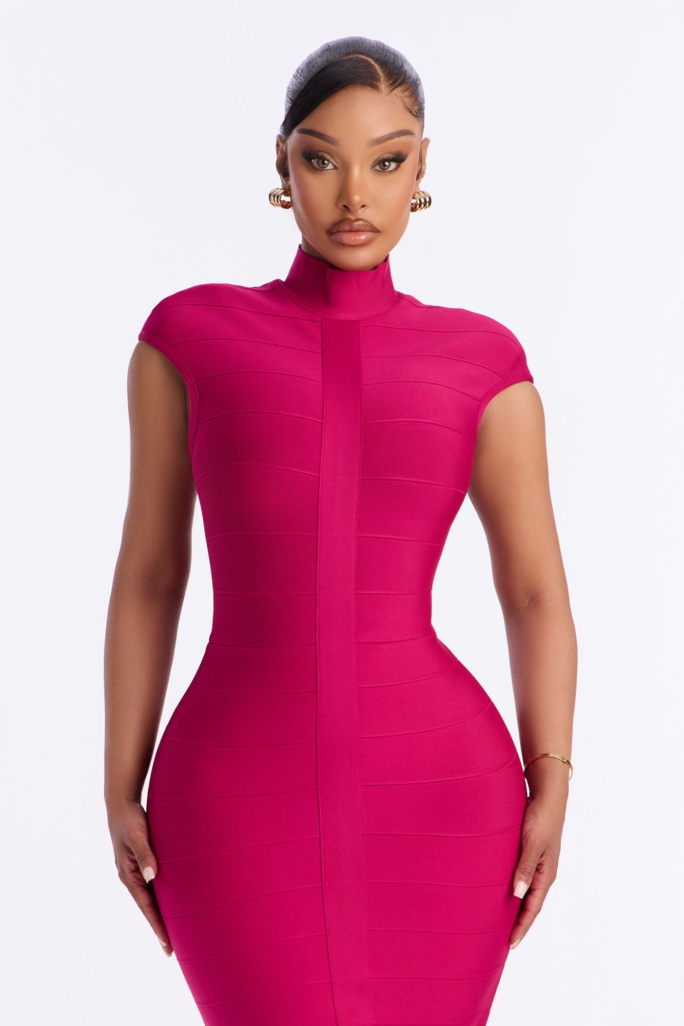 Moxie Cap Sleeve Bandage Maxi Dress - Magenta