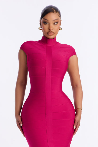 Moxie Cap Sleeve Bandage Maxi Dress - Magenta