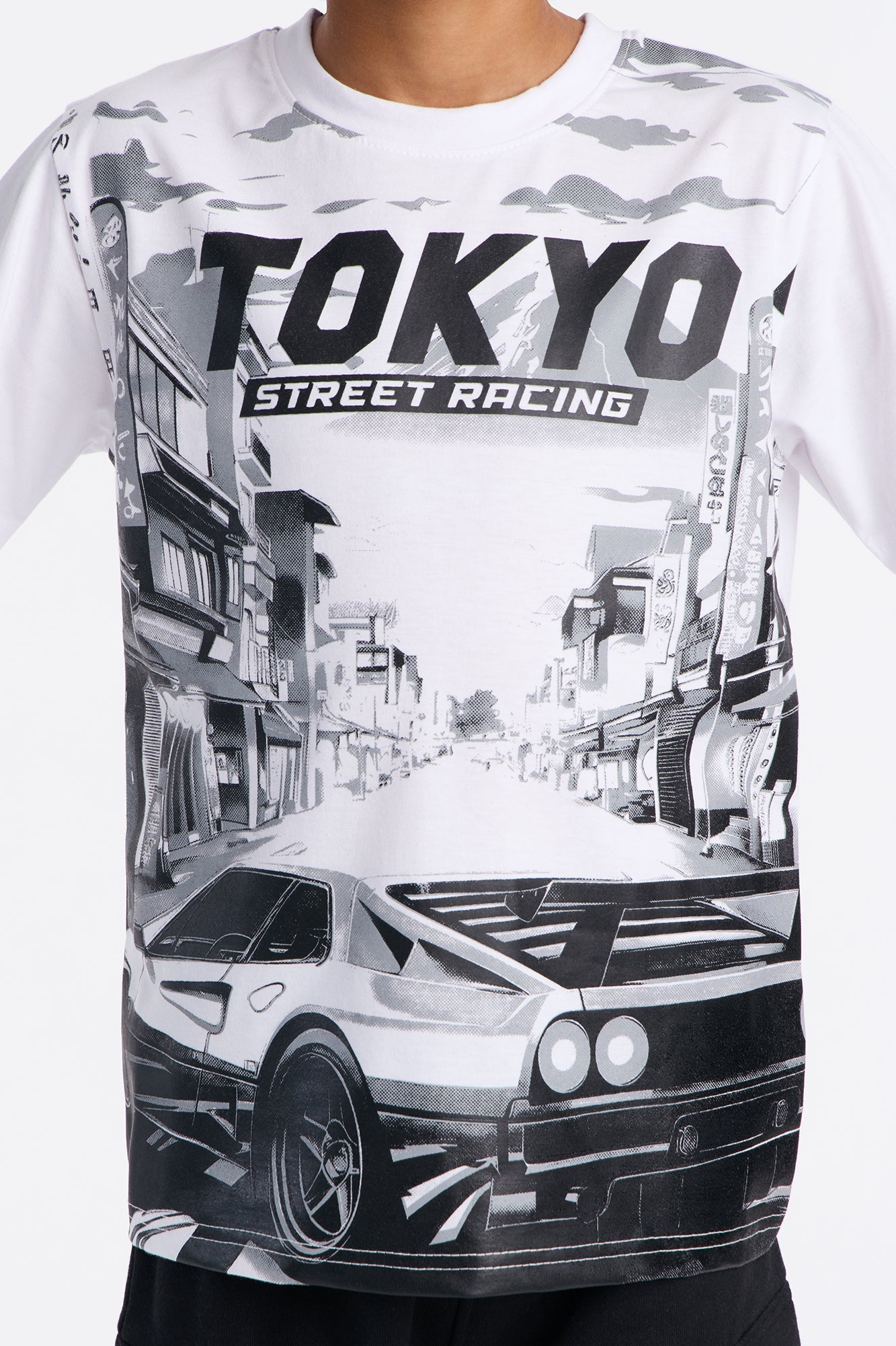 Mini Tokyo Street Racing Fleece Short Set - Grey/combo