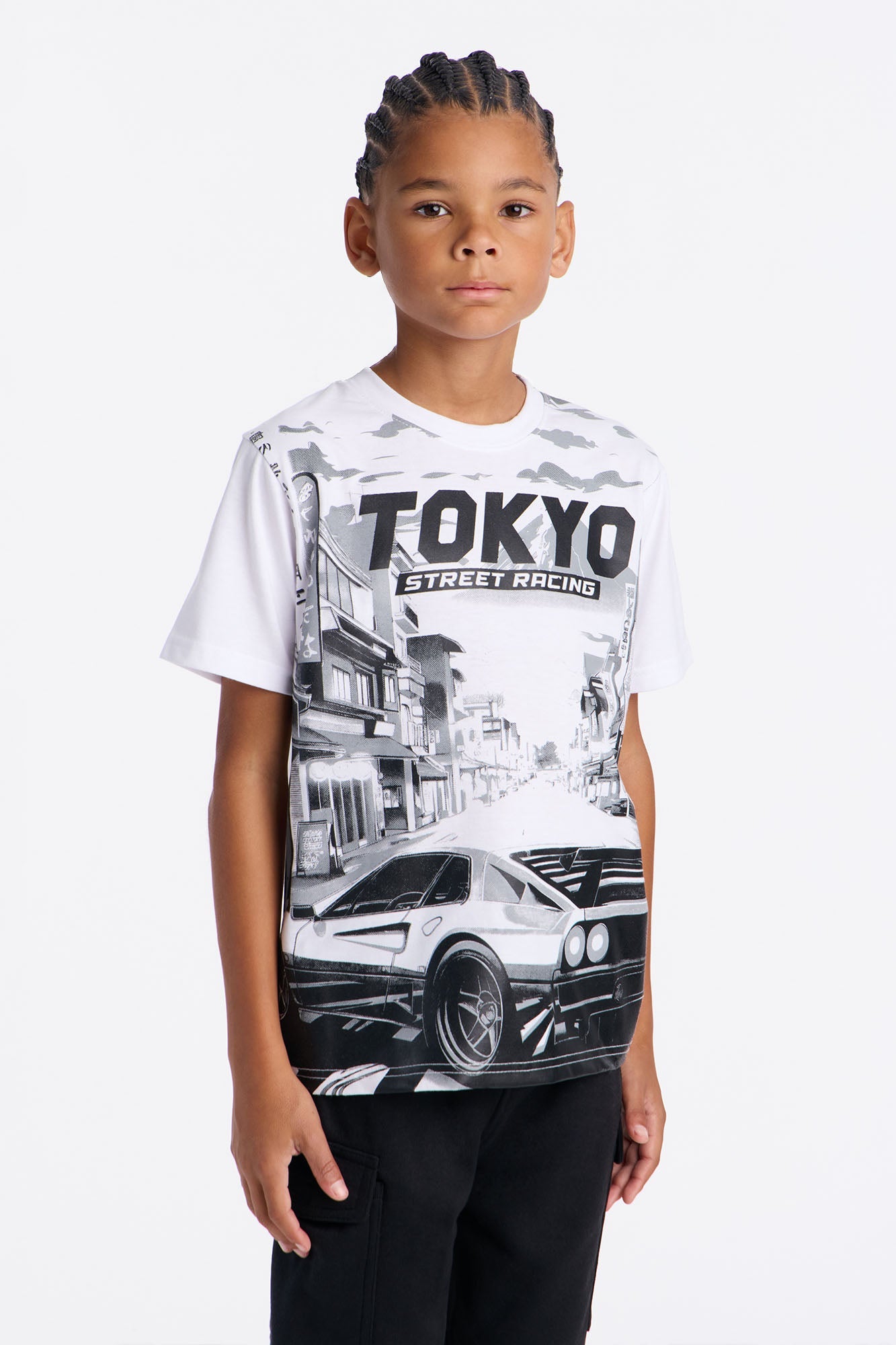 Mini Tokyo Street Racing Fleece Short Set - Grey/combo