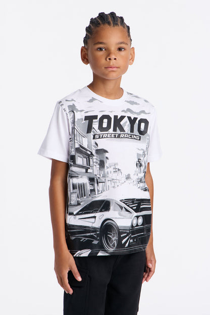 Mini Tokyo Street Racing Fleece Short Set - Grey/combo