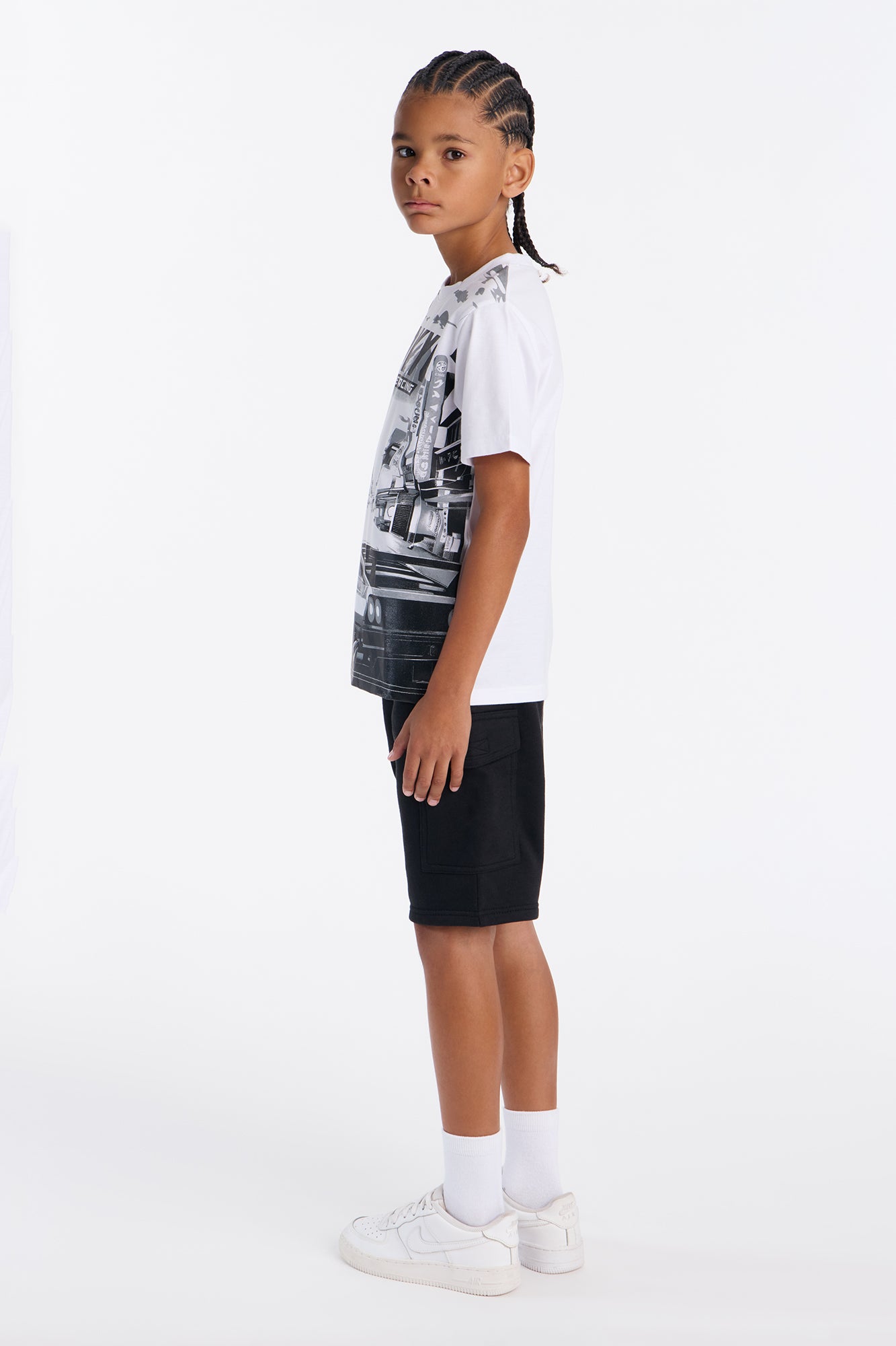 Mini Tokyo Street Racing Fleece Short Set - Grey/combo