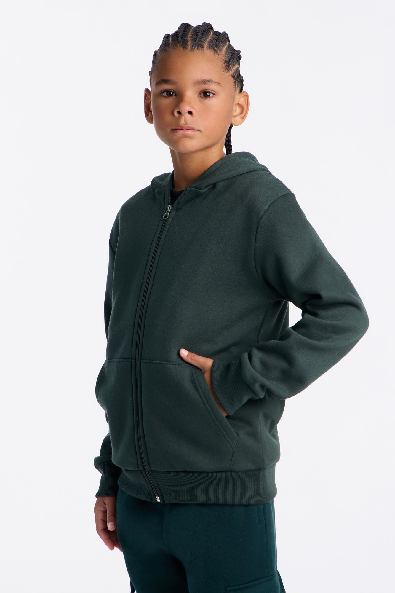 Mini Confidence Is Key Fleece Zip Hoodie - Green