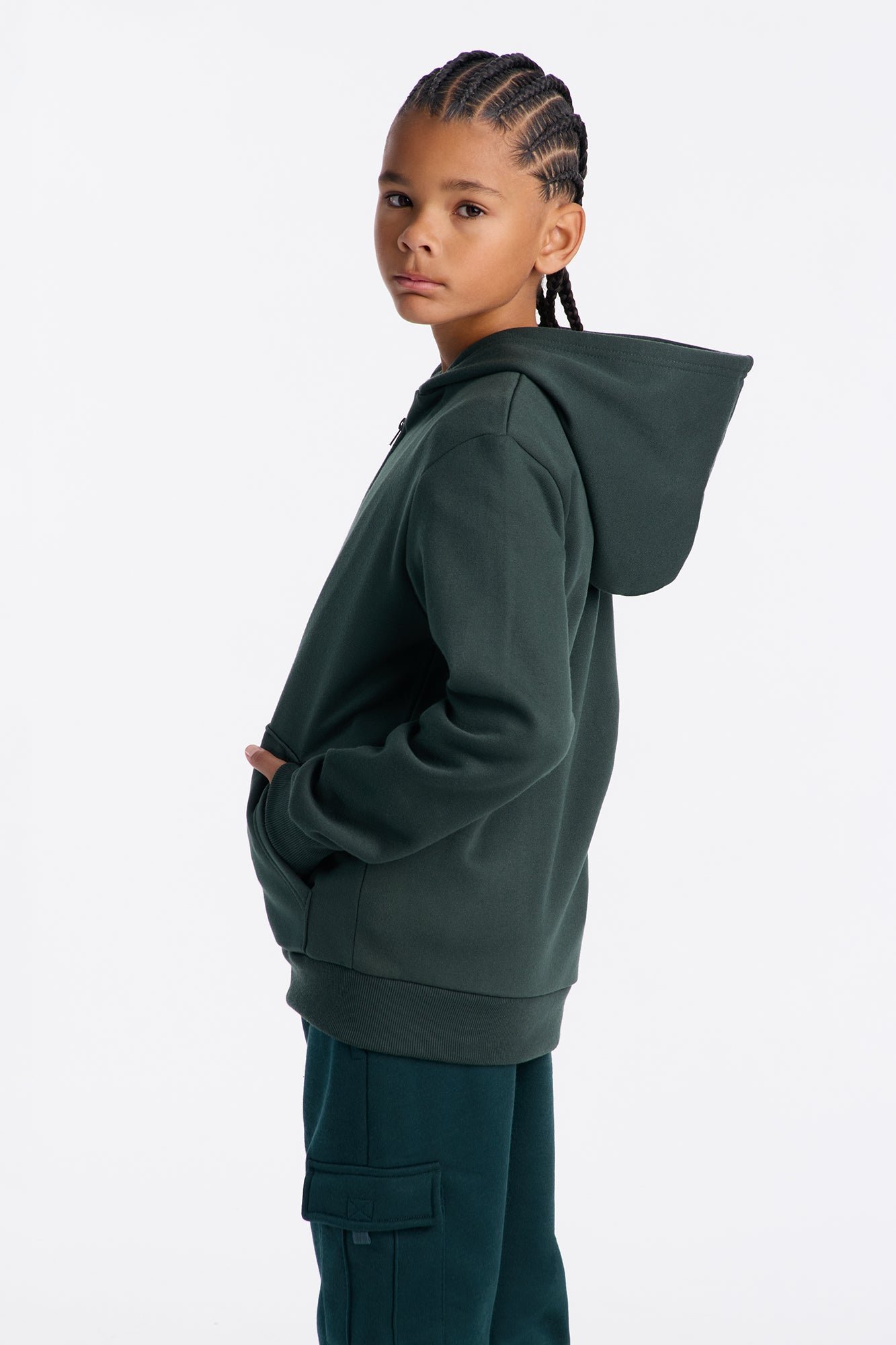 Mini Confidence Is Key Fleece Zip Hoodie - Green